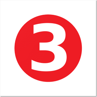 Number 3 Big Red Dot Letters & Numbers Posters and Art
